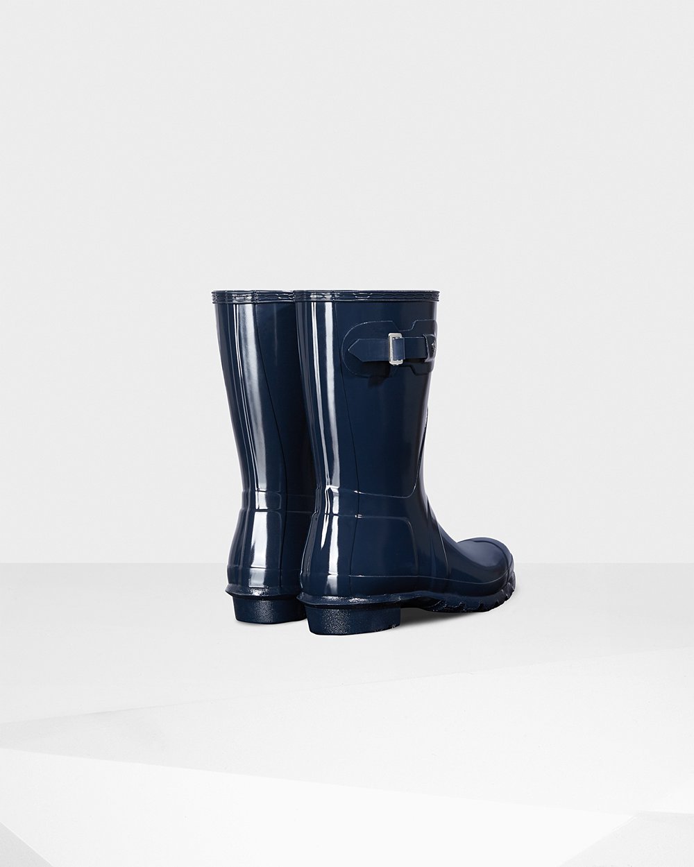 Womens Hunter Original Gloss - Short Rain Boots Navy - 9182-MNTAR